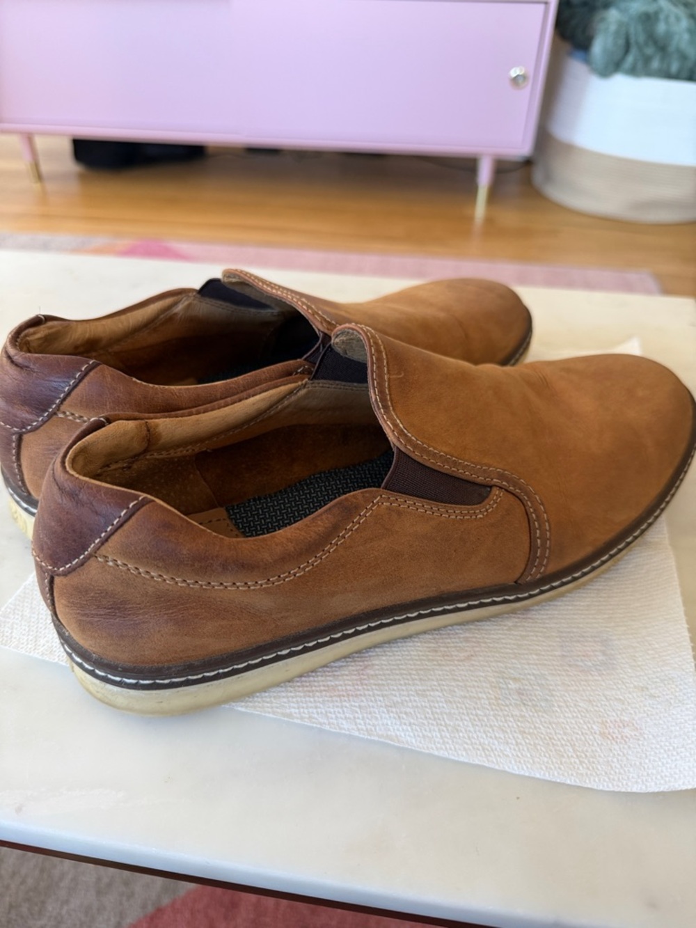 Johnston & Murphy brown sheepskin slip on - Picture 3 of 8